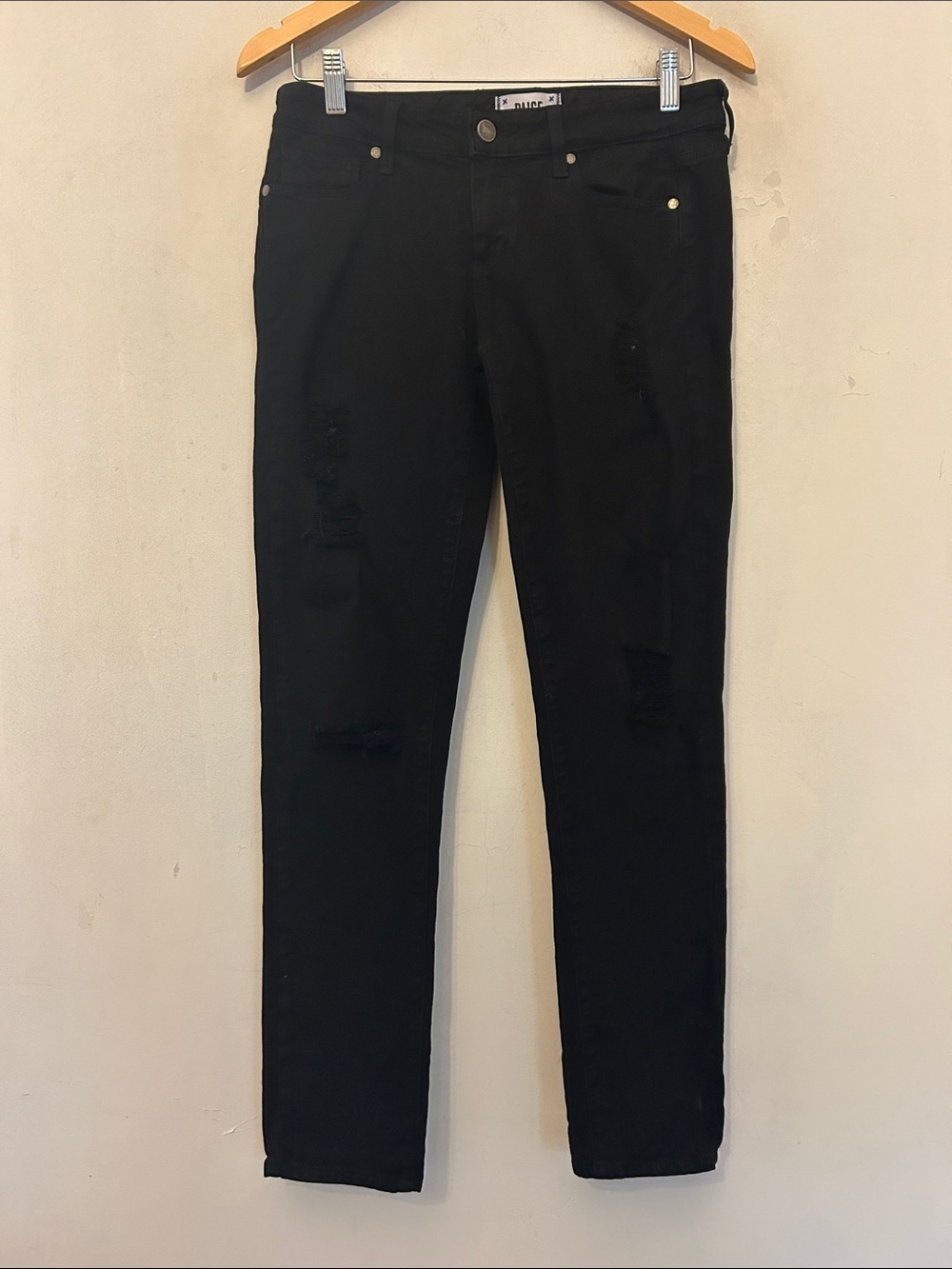 Paige black distressed Skyline Ankle Peg jeans Size 28 EUC